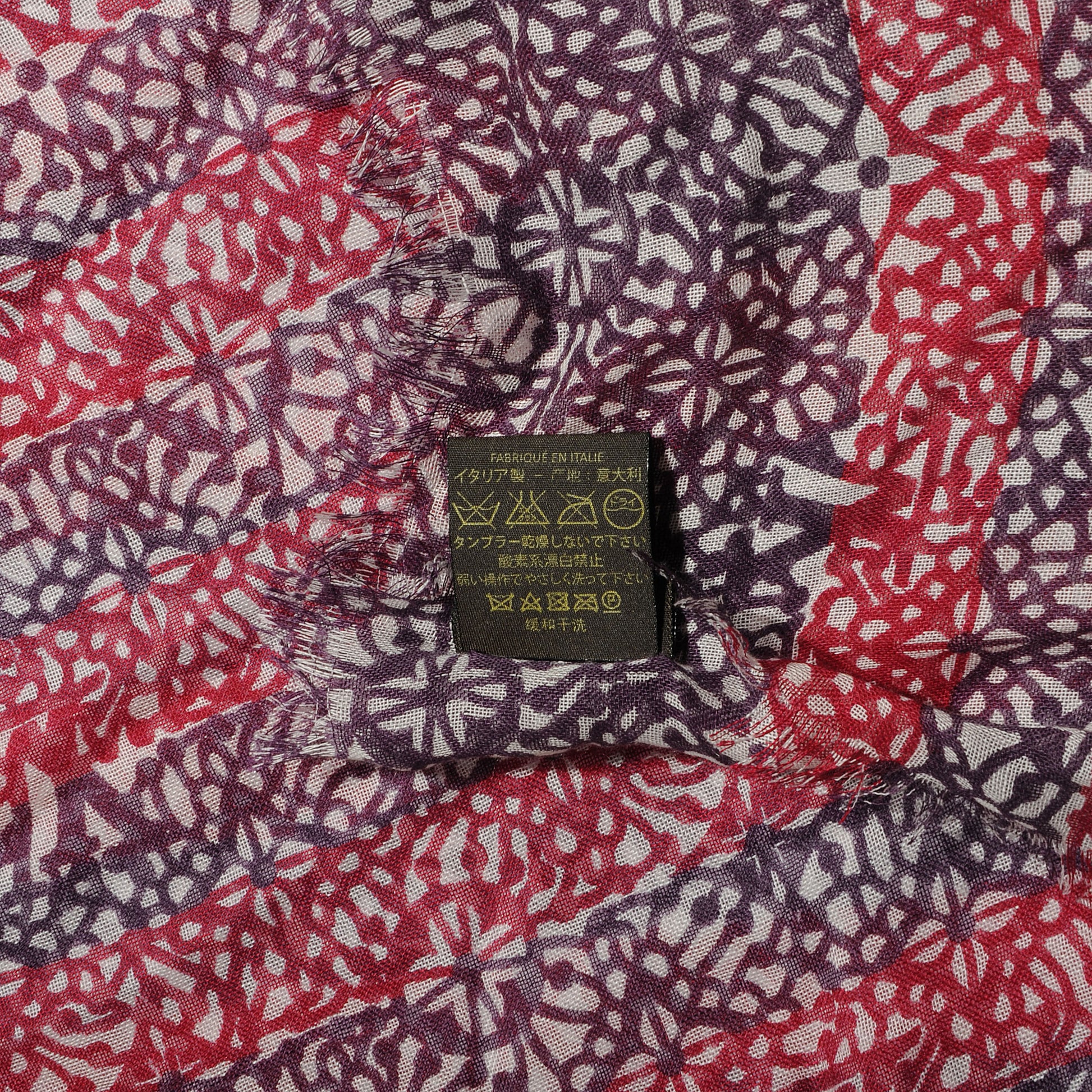Louis Vuitton Cashmere Silk Striped Lace Stole Fuchsia 6 of 6