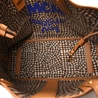 MCM Visetos Medium Liz Reversible Shopper Tote Cognac 8 of 14