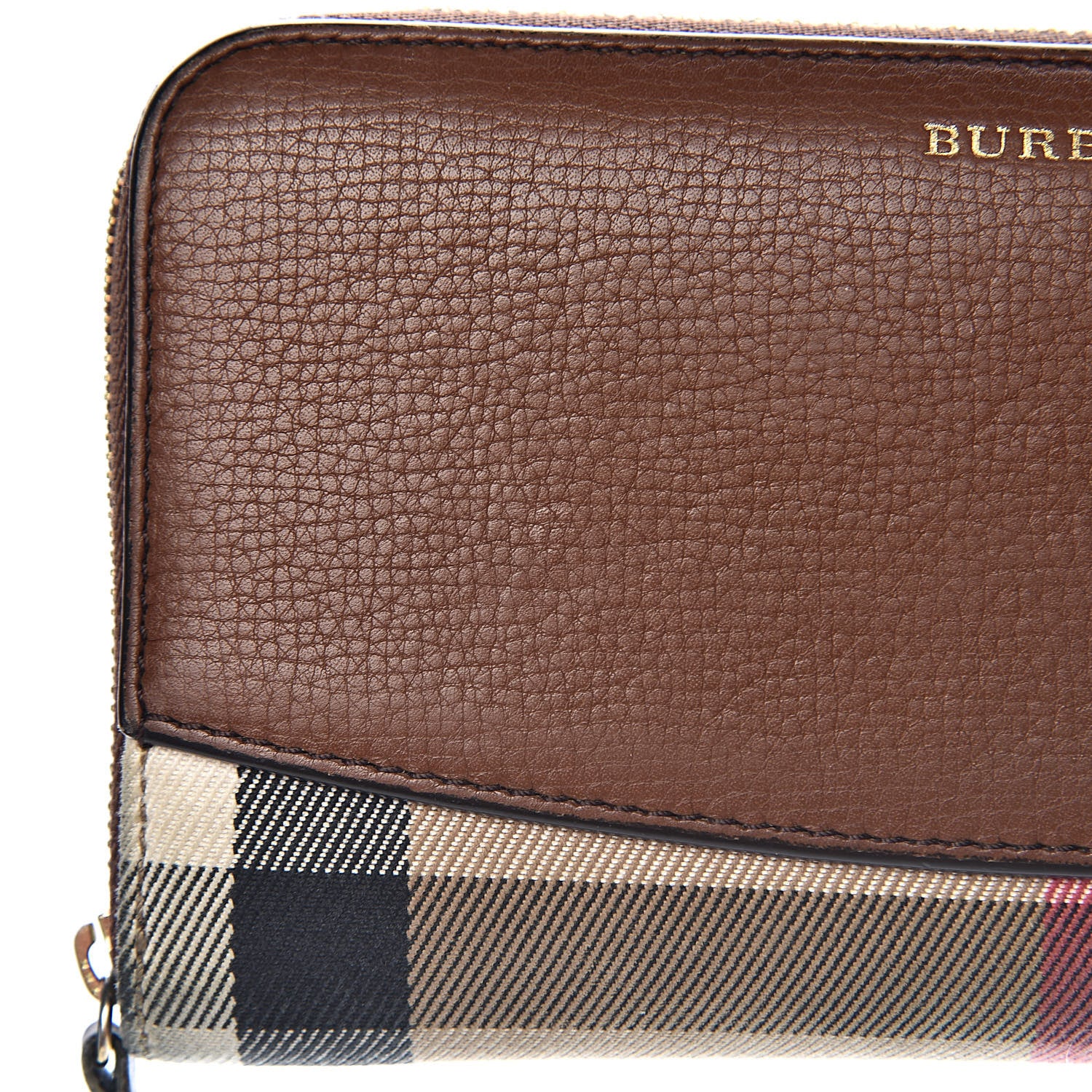 Burberry Calfskin House Check Elmore Zip Around Wallet Tan 8 of 12