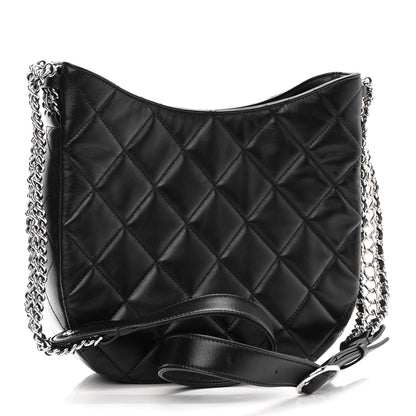Chanel Lambskin Chain Rows Quilted Chain Hobo Black 3 of 11