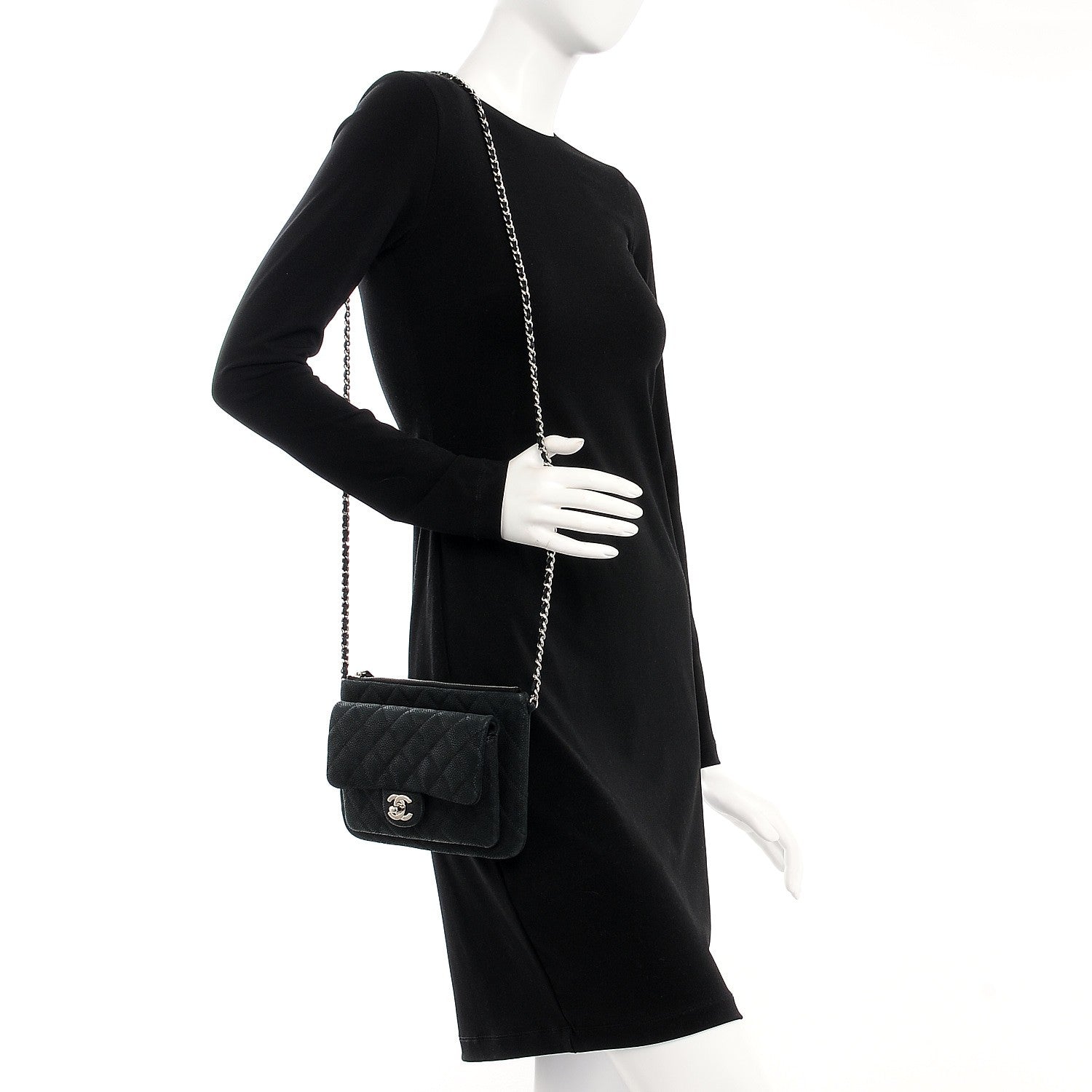 Chanel Iridescent Caviar Quilted Daily Zip Crossbody Bag Black 2 of 7