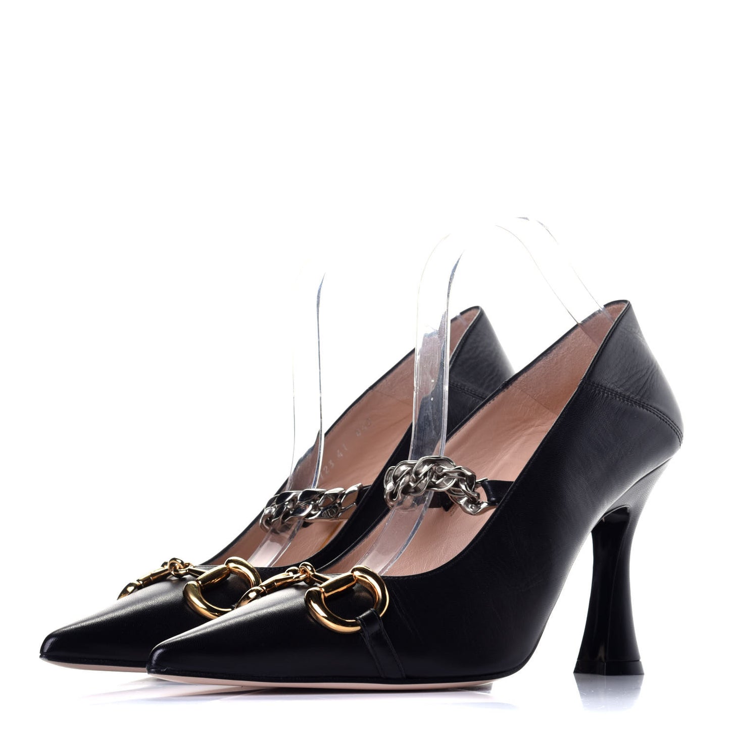 Malaga Kid Deva Horsebit Chain Embellished Pumps 41 Black