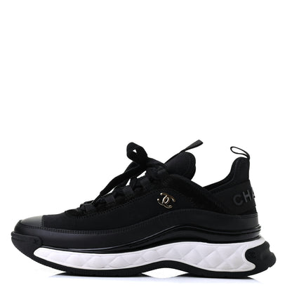 Chanel Velvet Calfskin Mixed Fibers CC Sneakers 39.5 Black 1 of 9