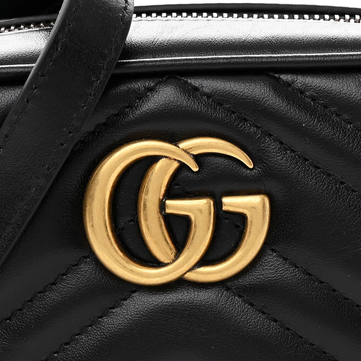 Gucci Calfskin Matelasse Mini GG Marmont Chain Shoulder Bag Black 8 of 11