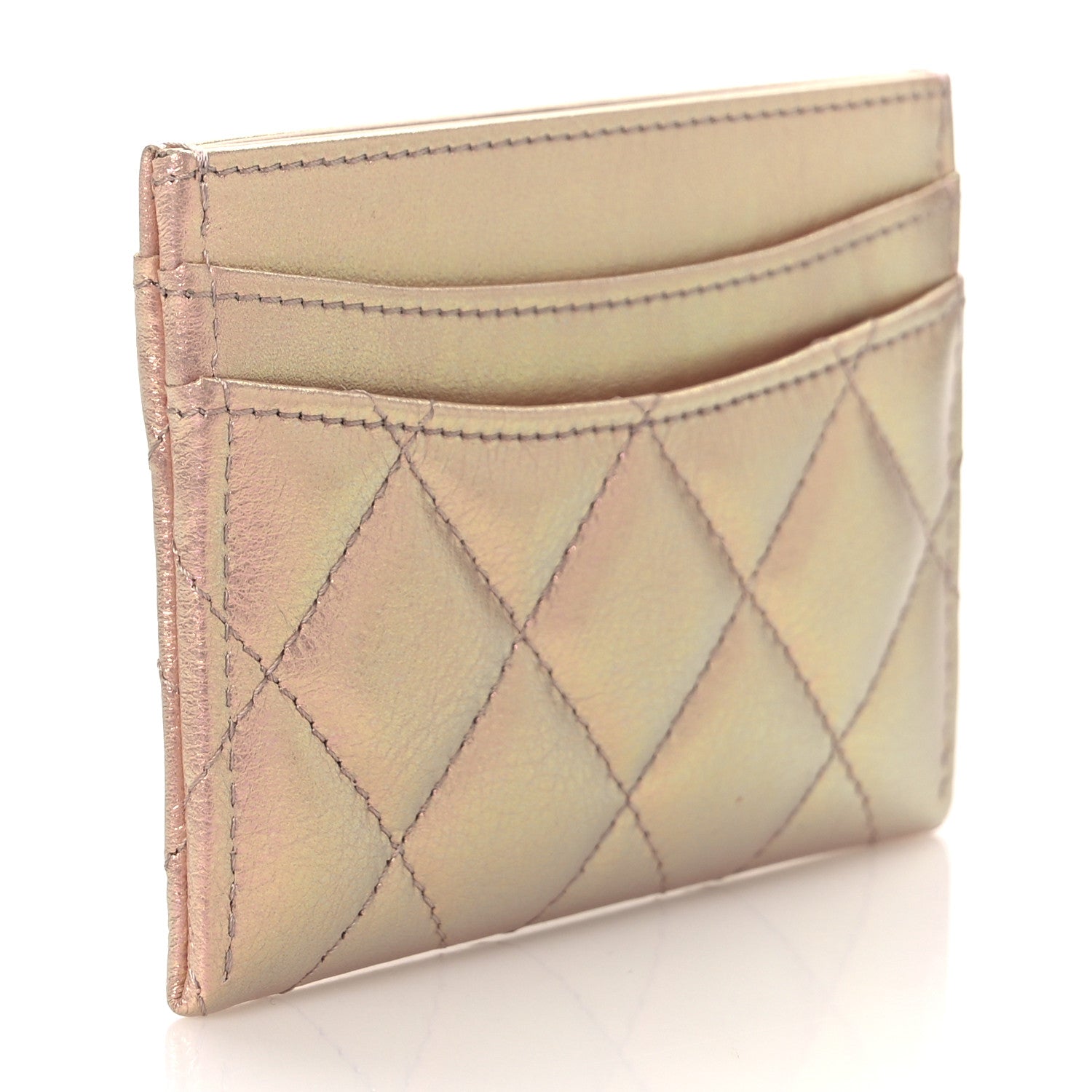 Chanel Iridescent Calfskin Quilted Card Holder Pink 3 of 10