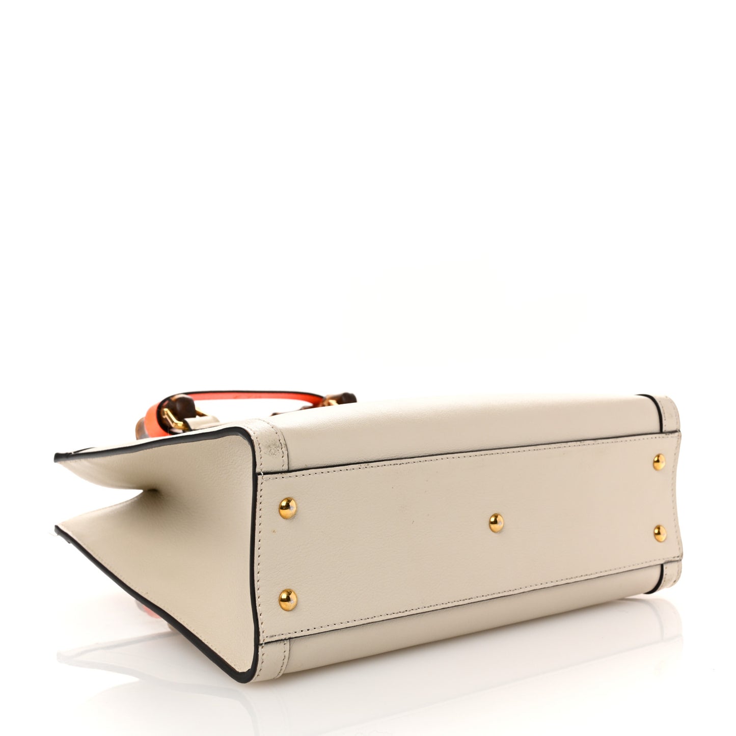 Wonka Grain Calfskin Small Diana Tote Bag Mystic White Orange Fluo