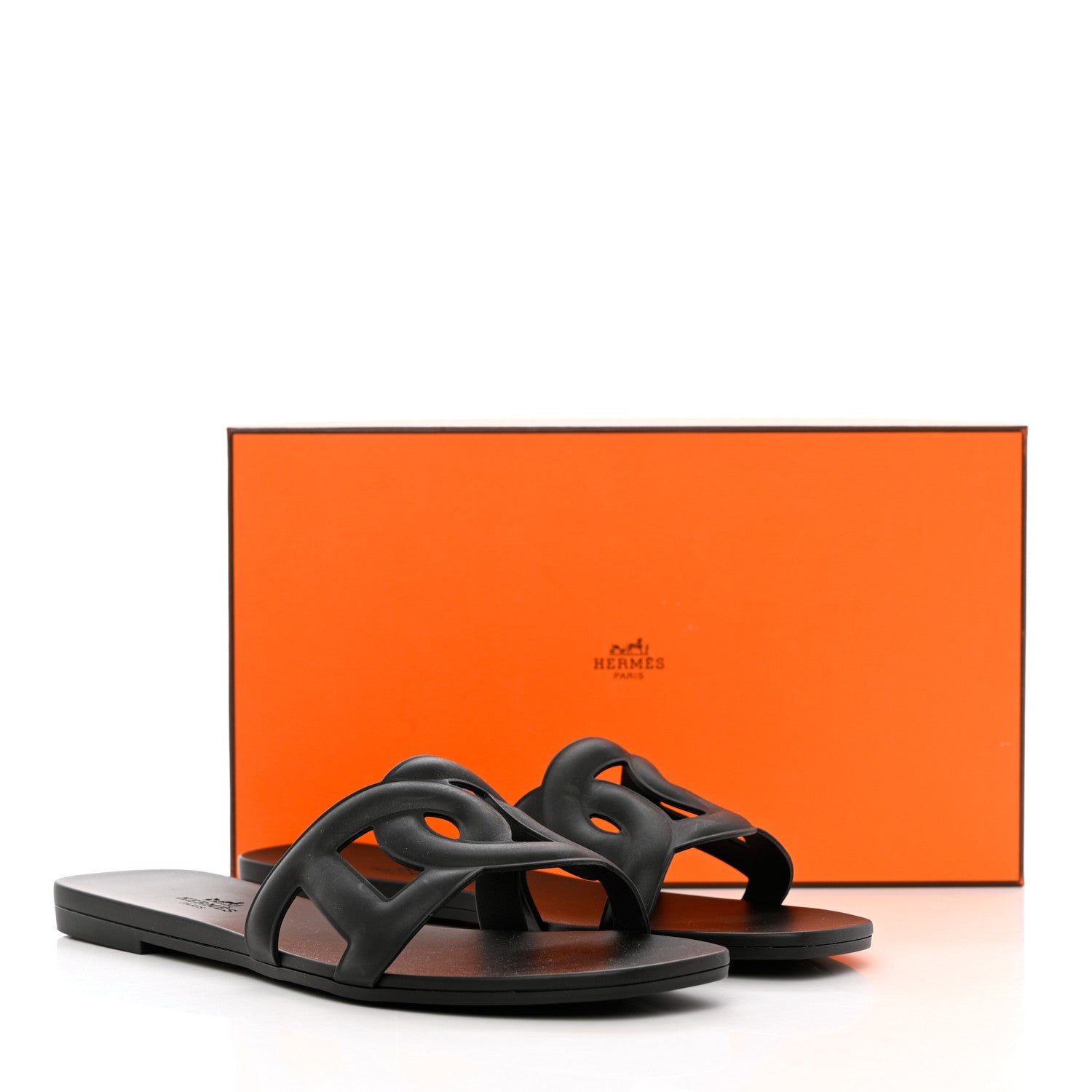 Hermes Rubber Aloha Sandals 39 Black 10 of 10