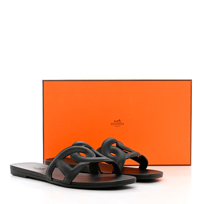 Hermes Rubber Aloha Sandals 39 Black 10 of 10