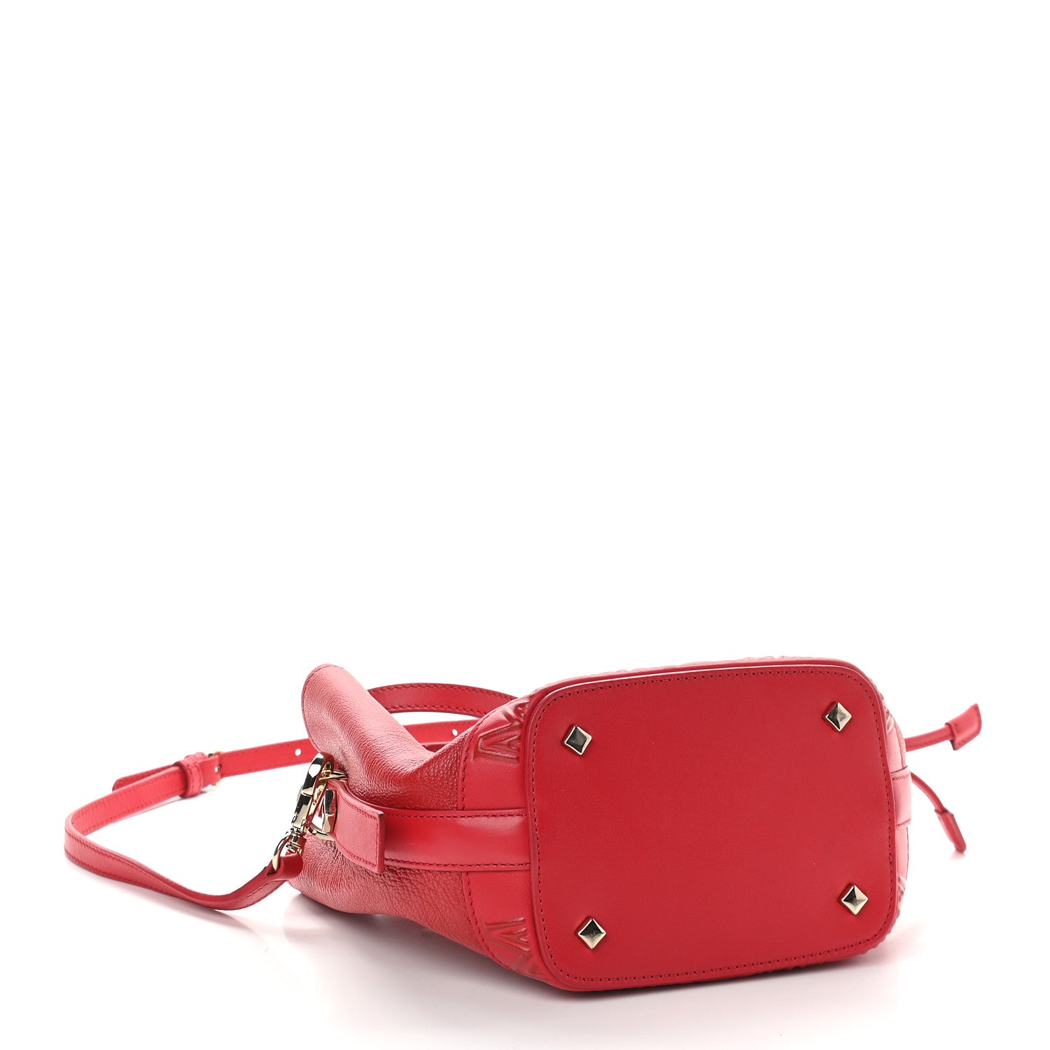 MCM Grained Calfskin Bucket Bag Red 4 of 9