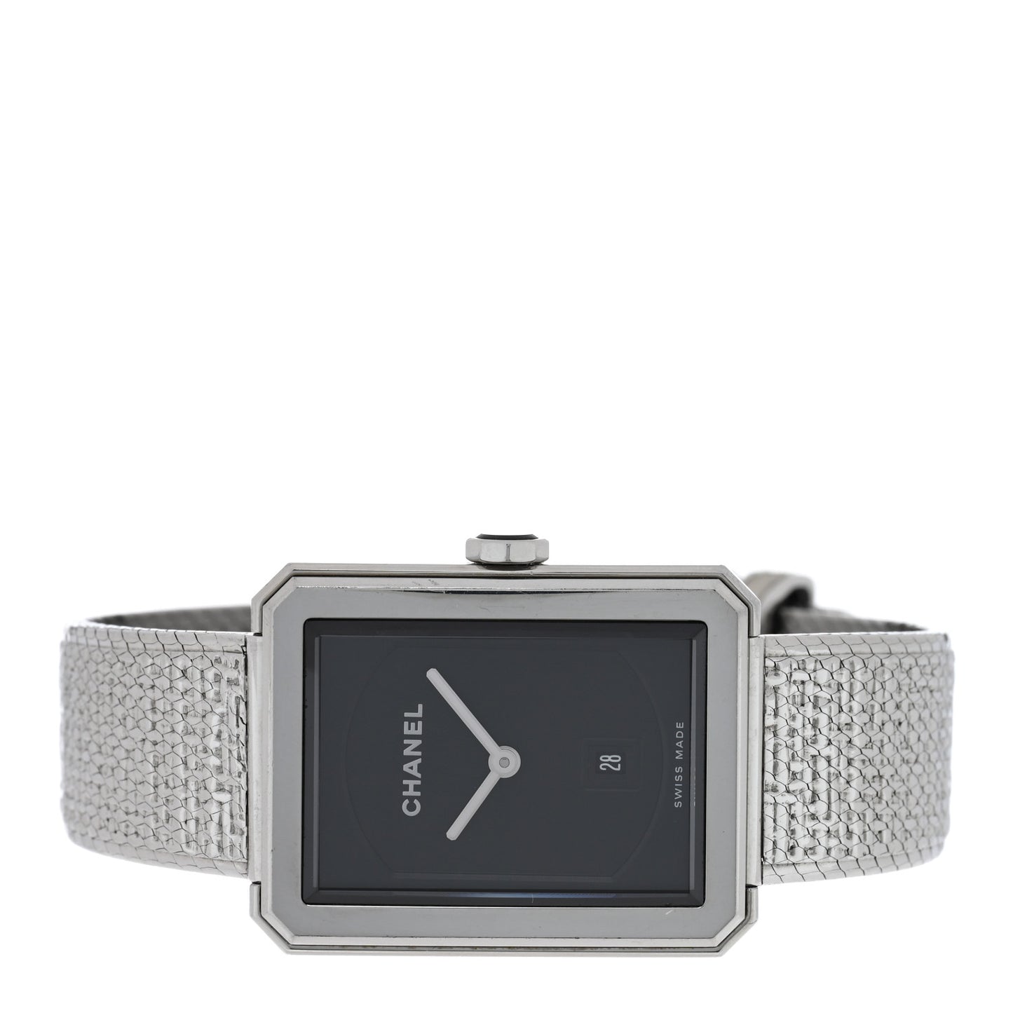 Stainless Steel 26mm Boy-friend Tweed Quartz Watch Black