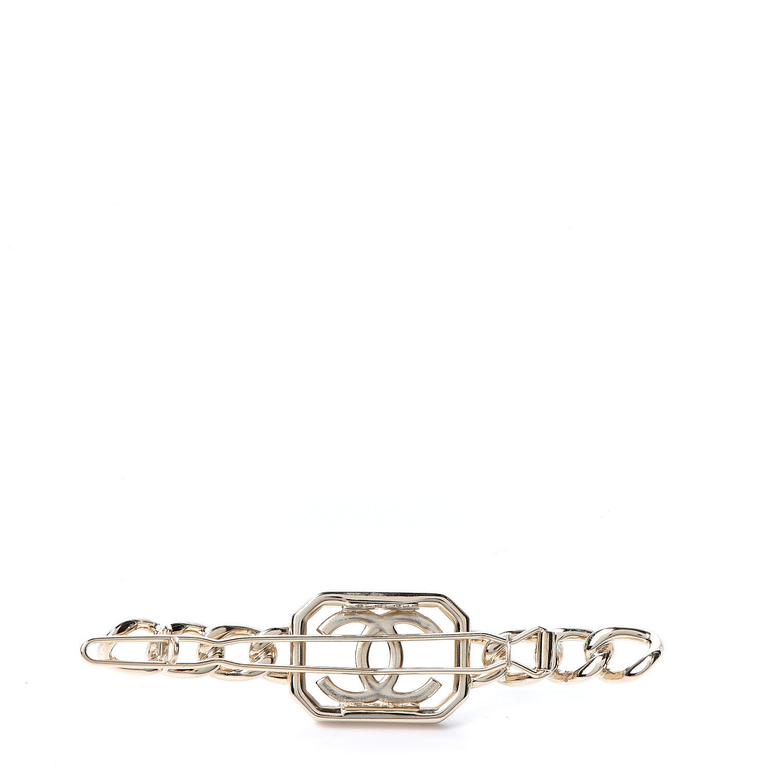 Chanel Crystal Chain CC Vendome Hair Clip Barrette Gold 2 of 3