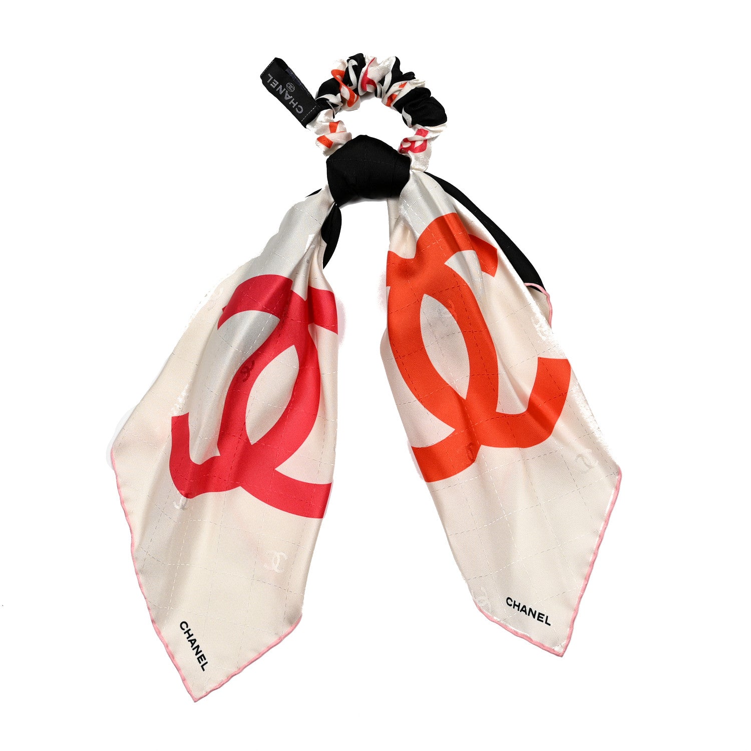 Chanel Silk CC Scrunchie and Scarf Hair Tie Set White Multicolor 4 of 6