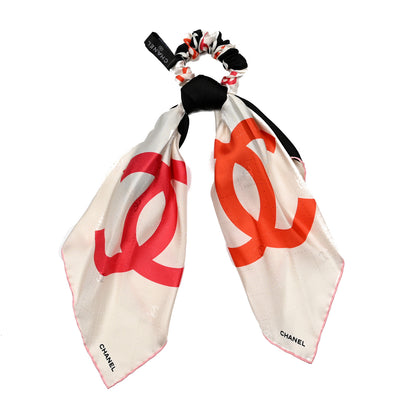 Chanel Silk CC Scrunchie and Scarf Hair Tie Set White Multicolor 4 of 6