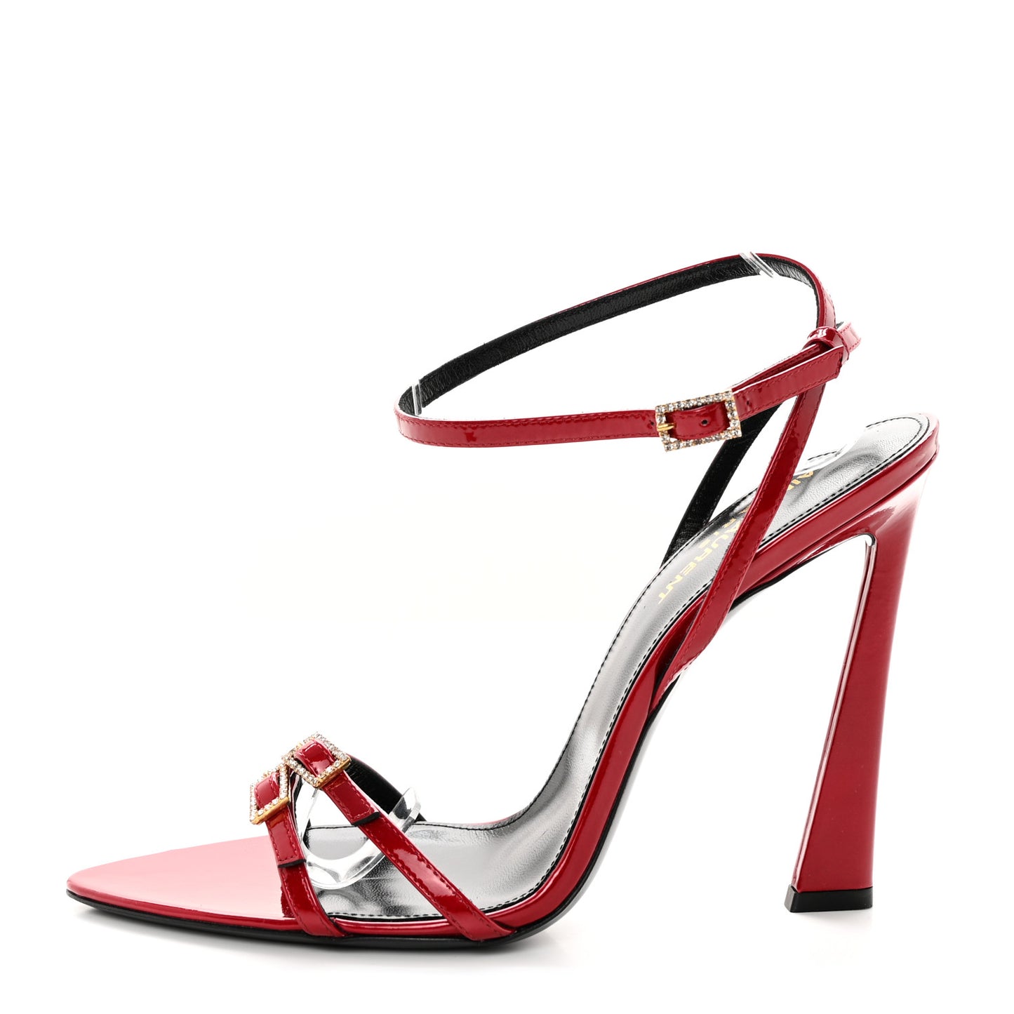 Calfskin Patent Ankle Strap Sandals 39 Tibet Red