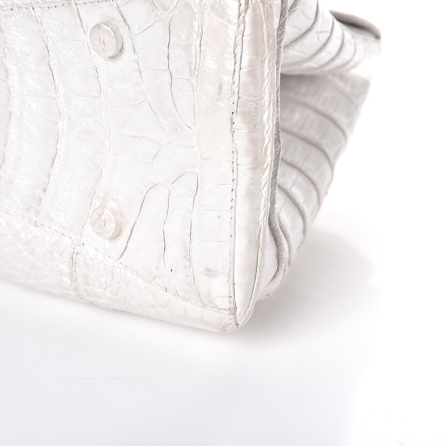 Nancy Gonzalez Metallic Crocodile Tote Light Silver 13 of 13