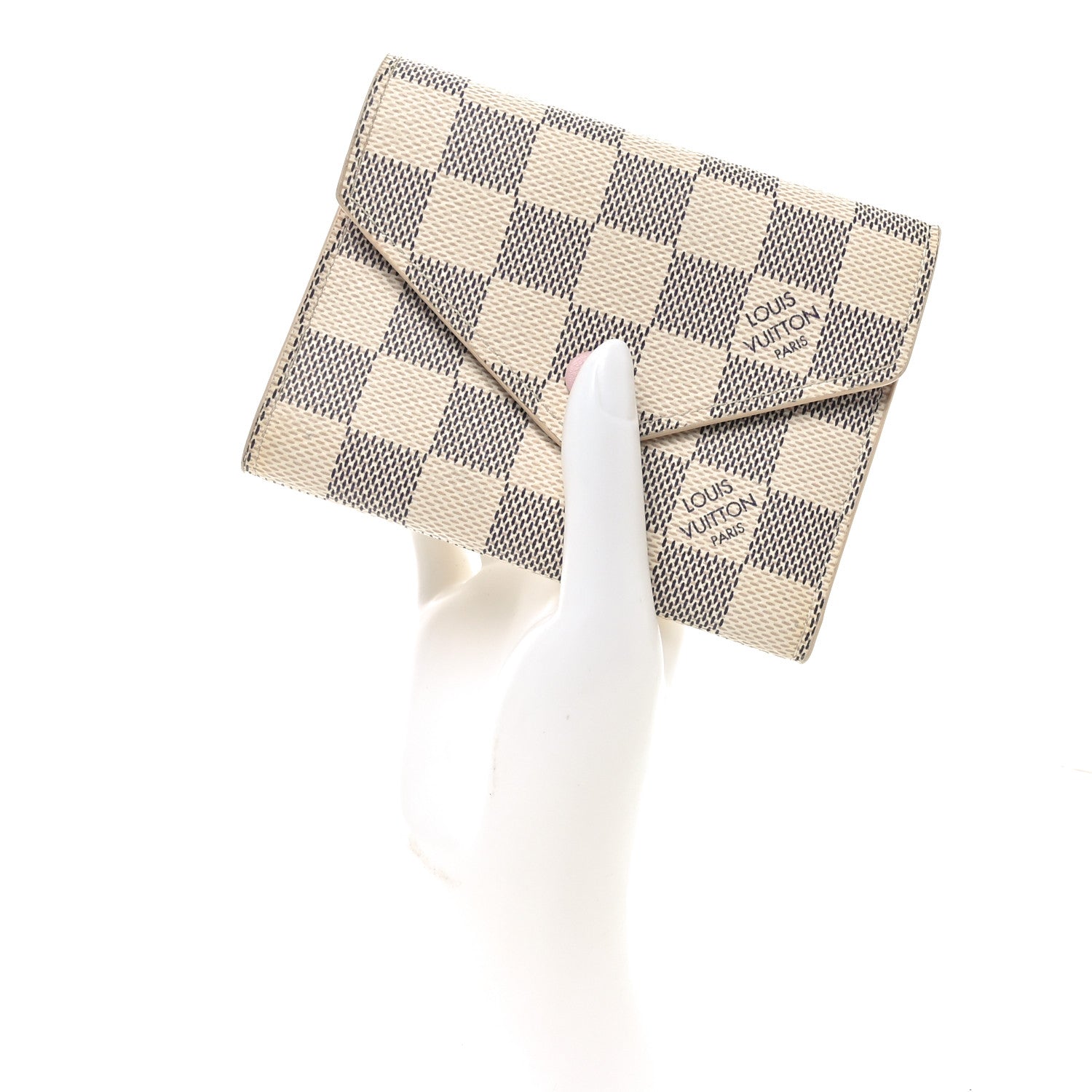 Louis Vuitton Damier Azur Victorine Wallet Rose Ballerine 2 of 6