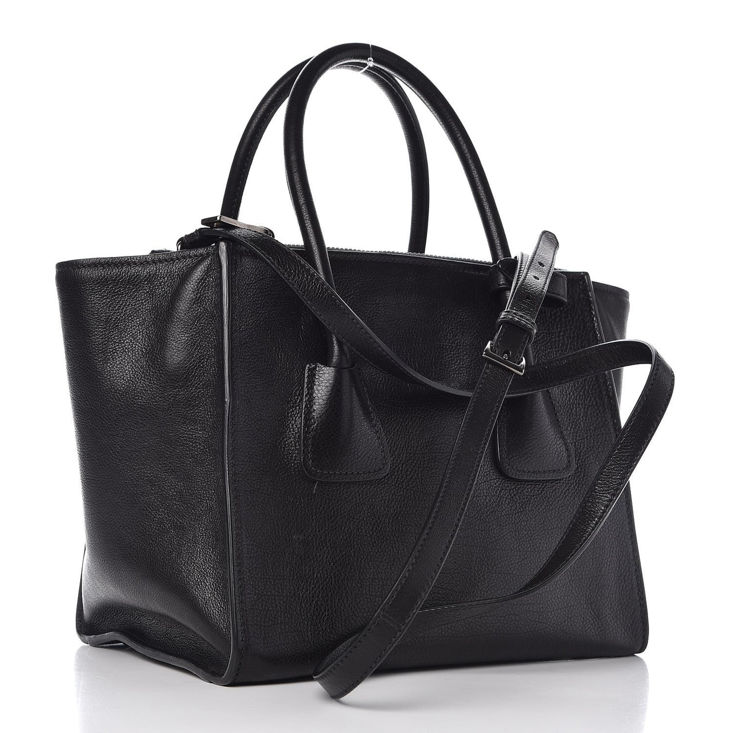 Glace Calf Twin Pocket Tote Black