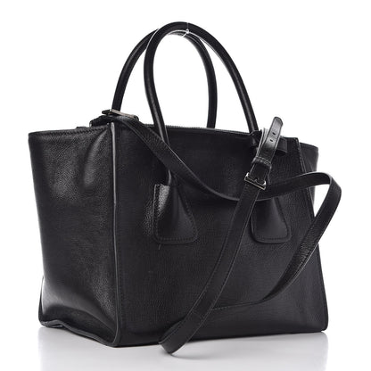 Prada Glace Calf Twin Pocket Tote Black 4 of 13
