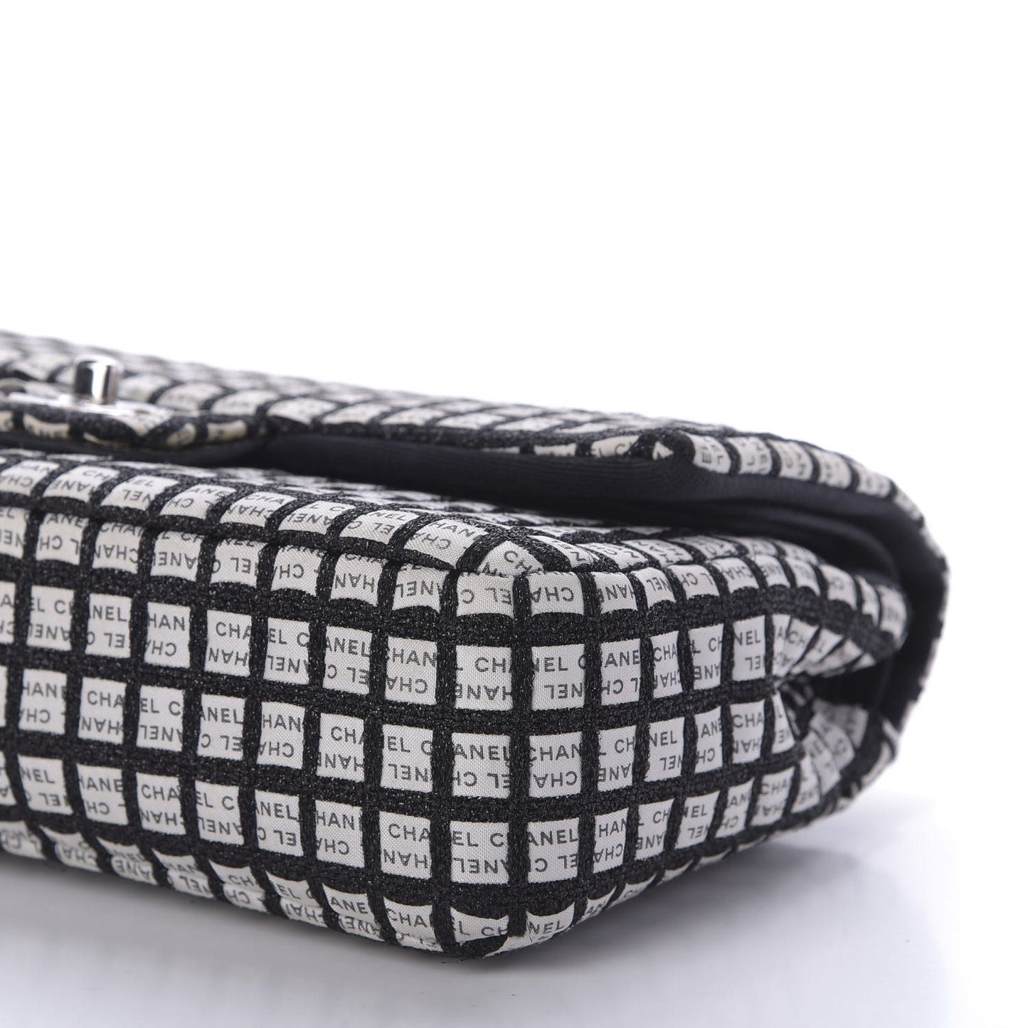 Ribbon Tweed Medium Double Flap Black White