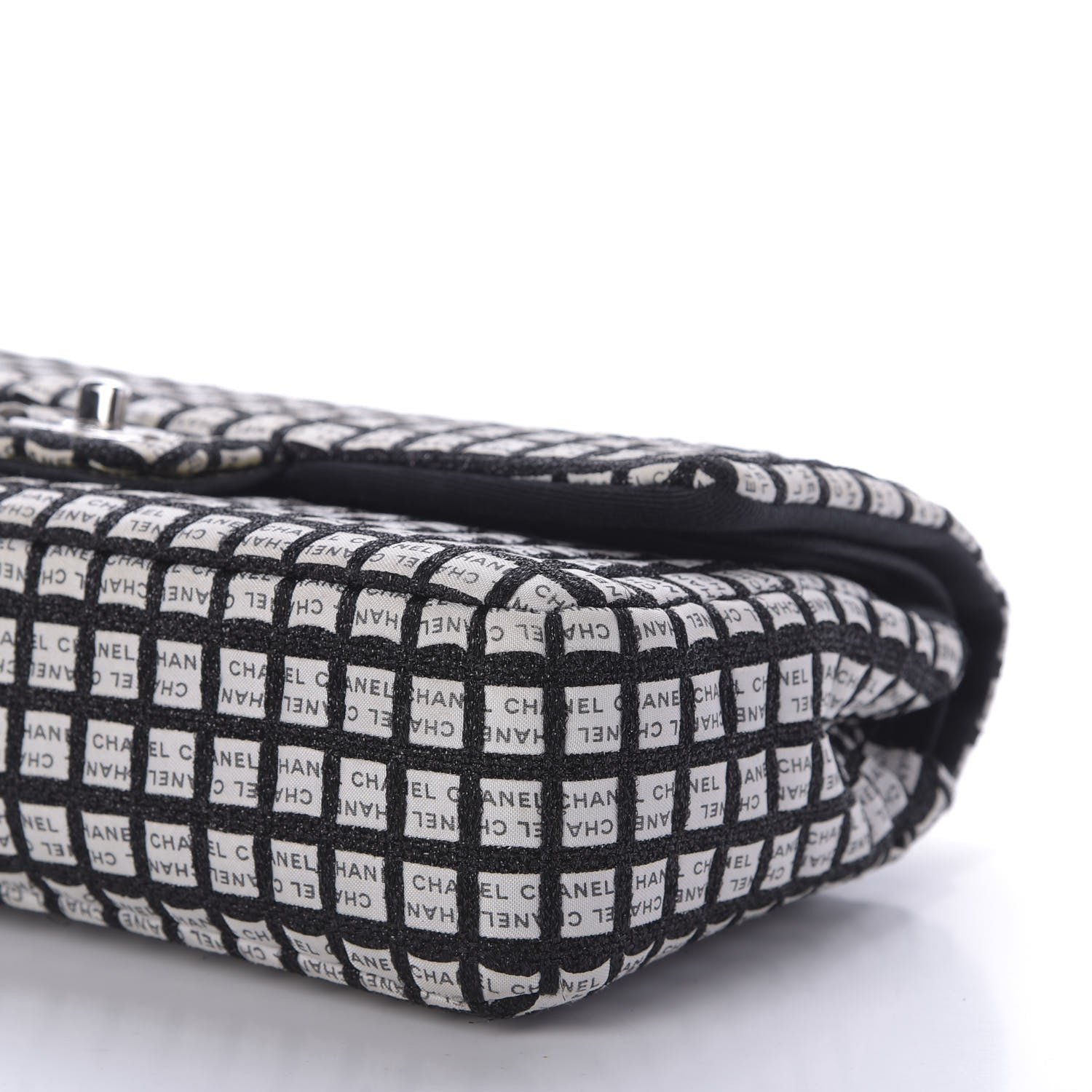 Chanel Ribbon Tweed Medium Double Flap Black White 7 of 8