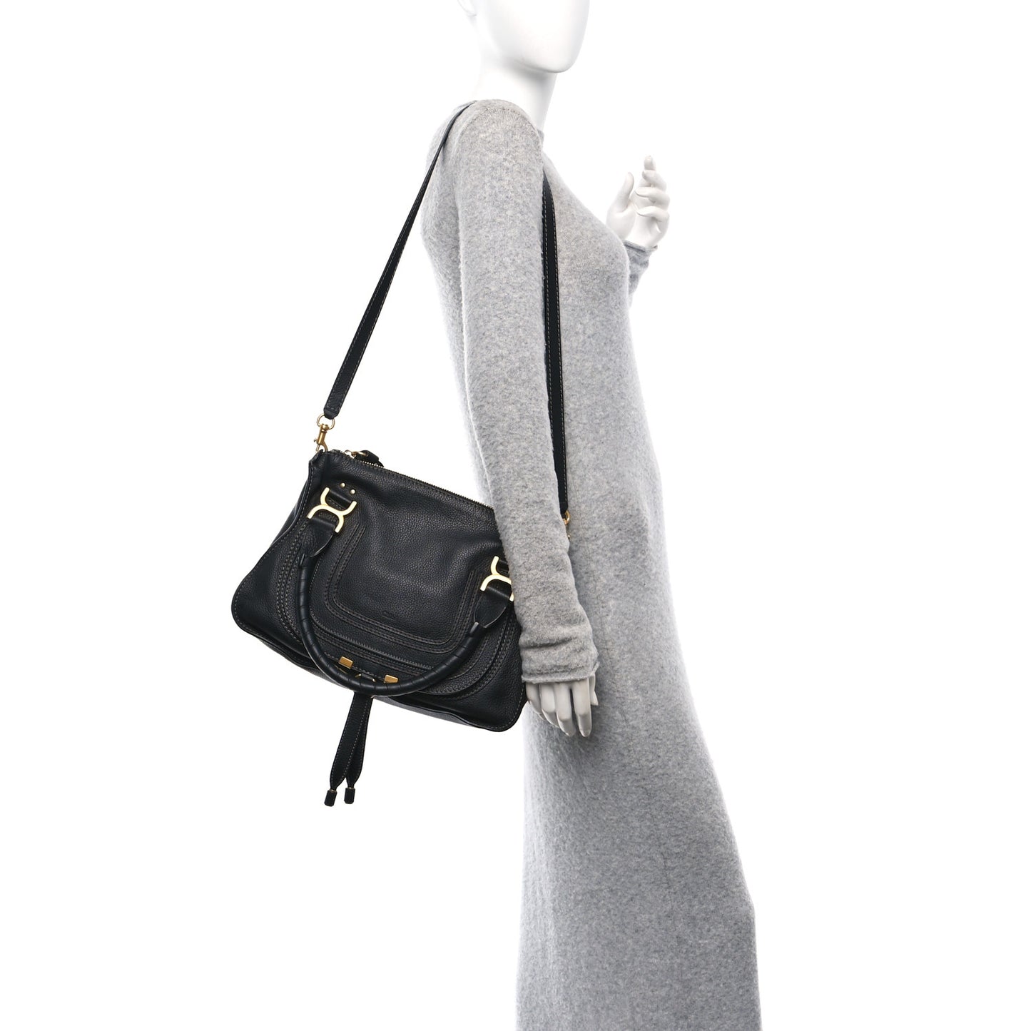 Calfskin Medium Marcie Satchel Black
