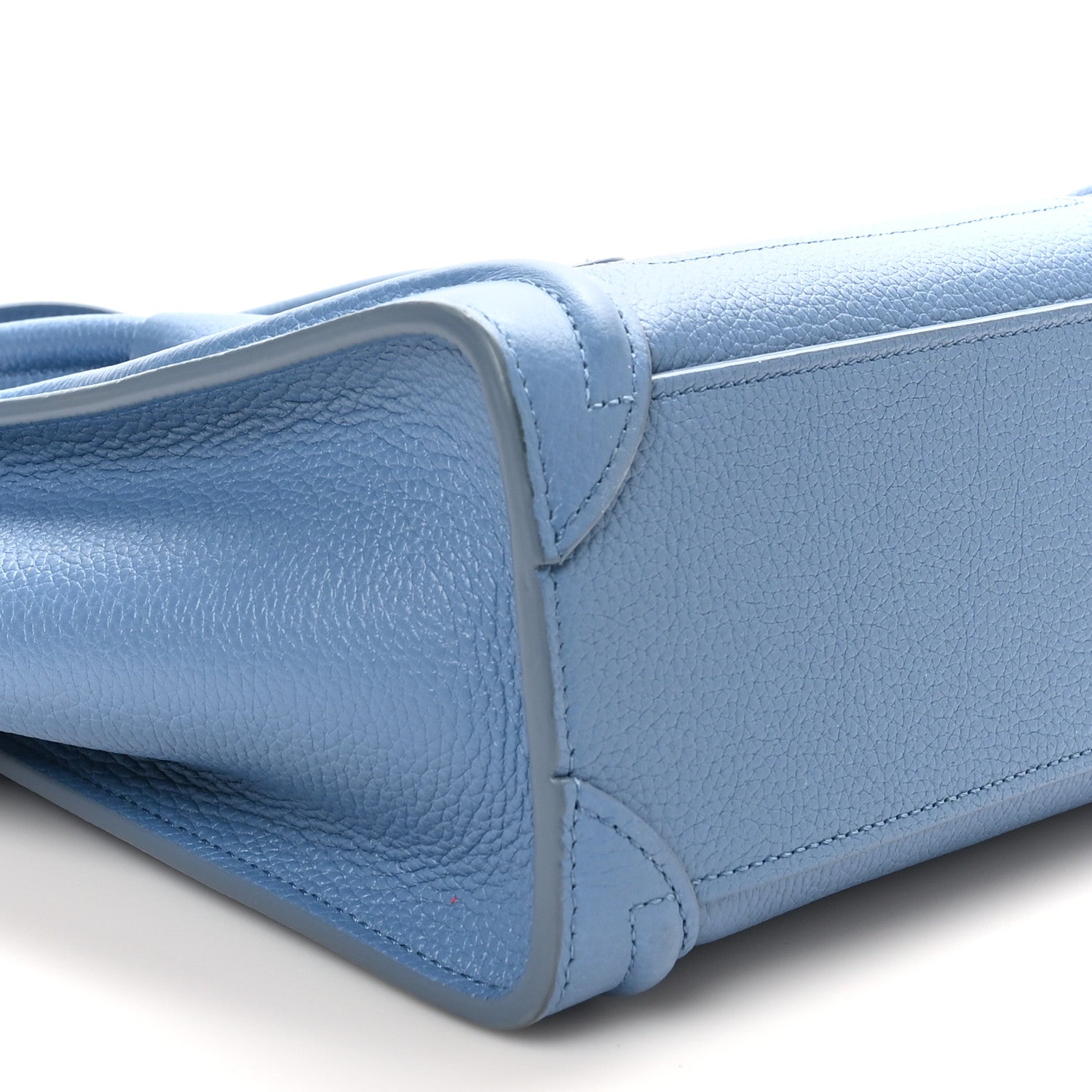 Celine Drummed Calfskin Nano Luggage Azure 9 of 10