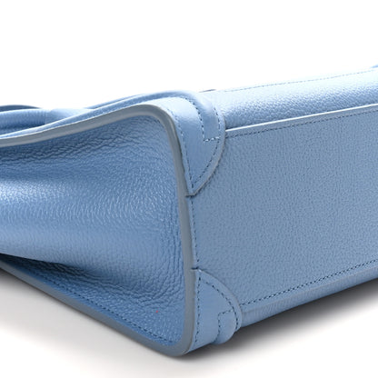 Celine Drummed Calfskin Nano Luggage Azure 9 of 10
