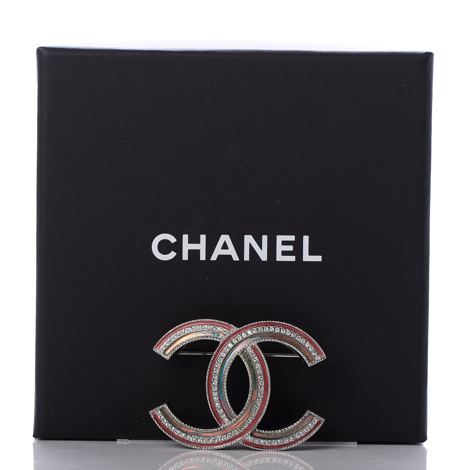 Chanel Resin Crystal CC Brooch Silver Pink 5 of 5