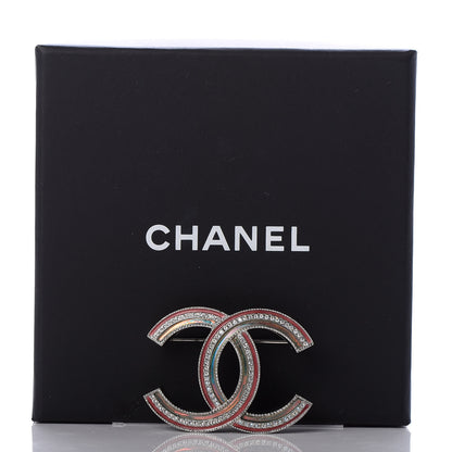 Chanel Resin Crystal CC Brooch Silver Pink 5 of 5