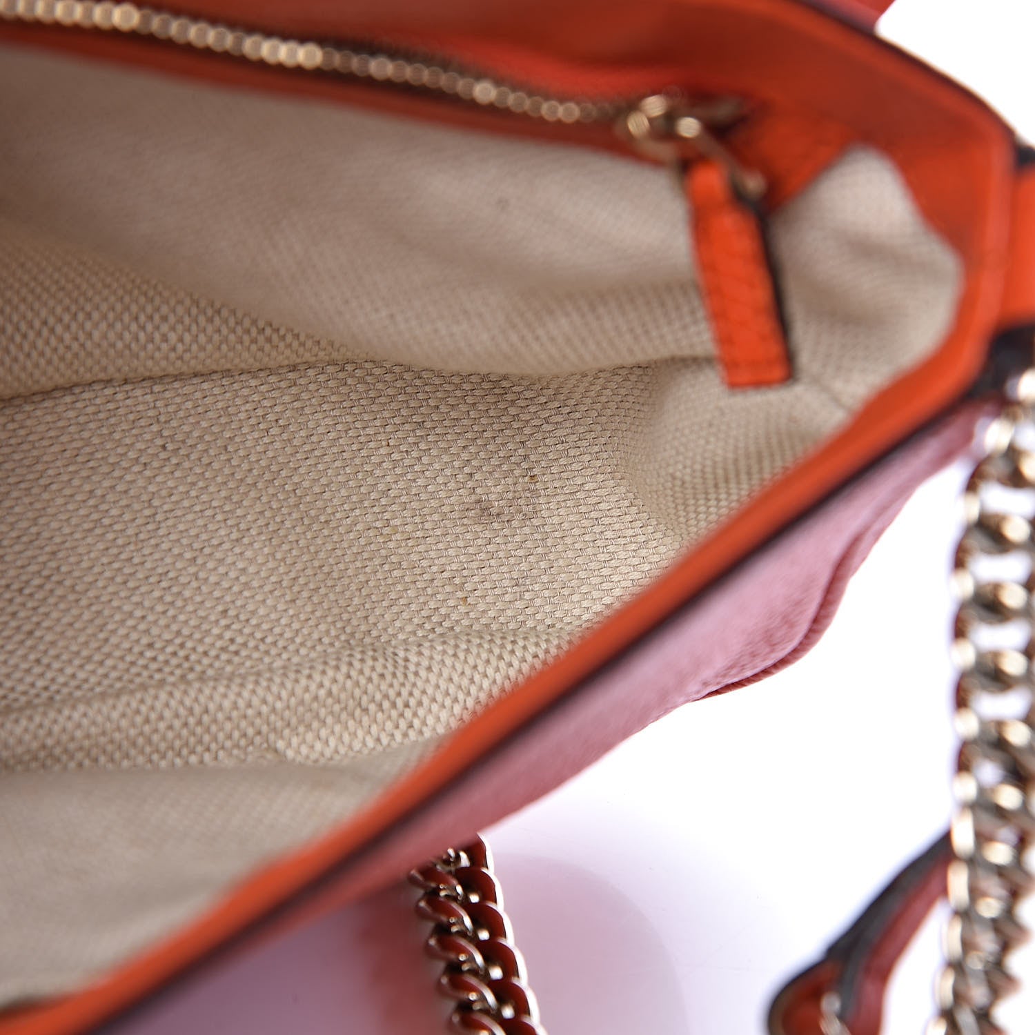 Gucci Pebbled Calfskin Medium Soho Flap Crossbody Sun Orange 8 of 12