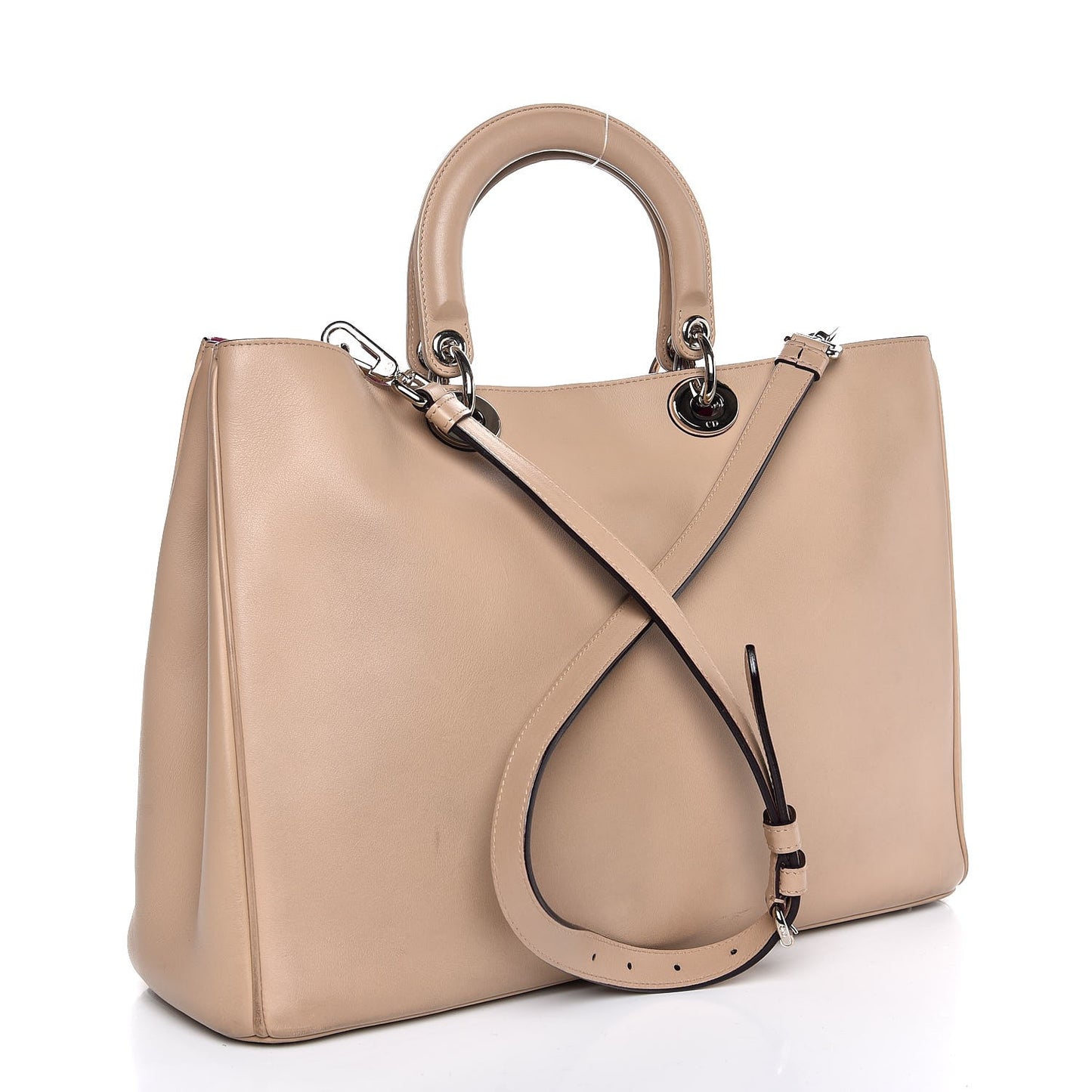 Smooth Calfskin Large Diorissimo Tote Beige Fuchsia