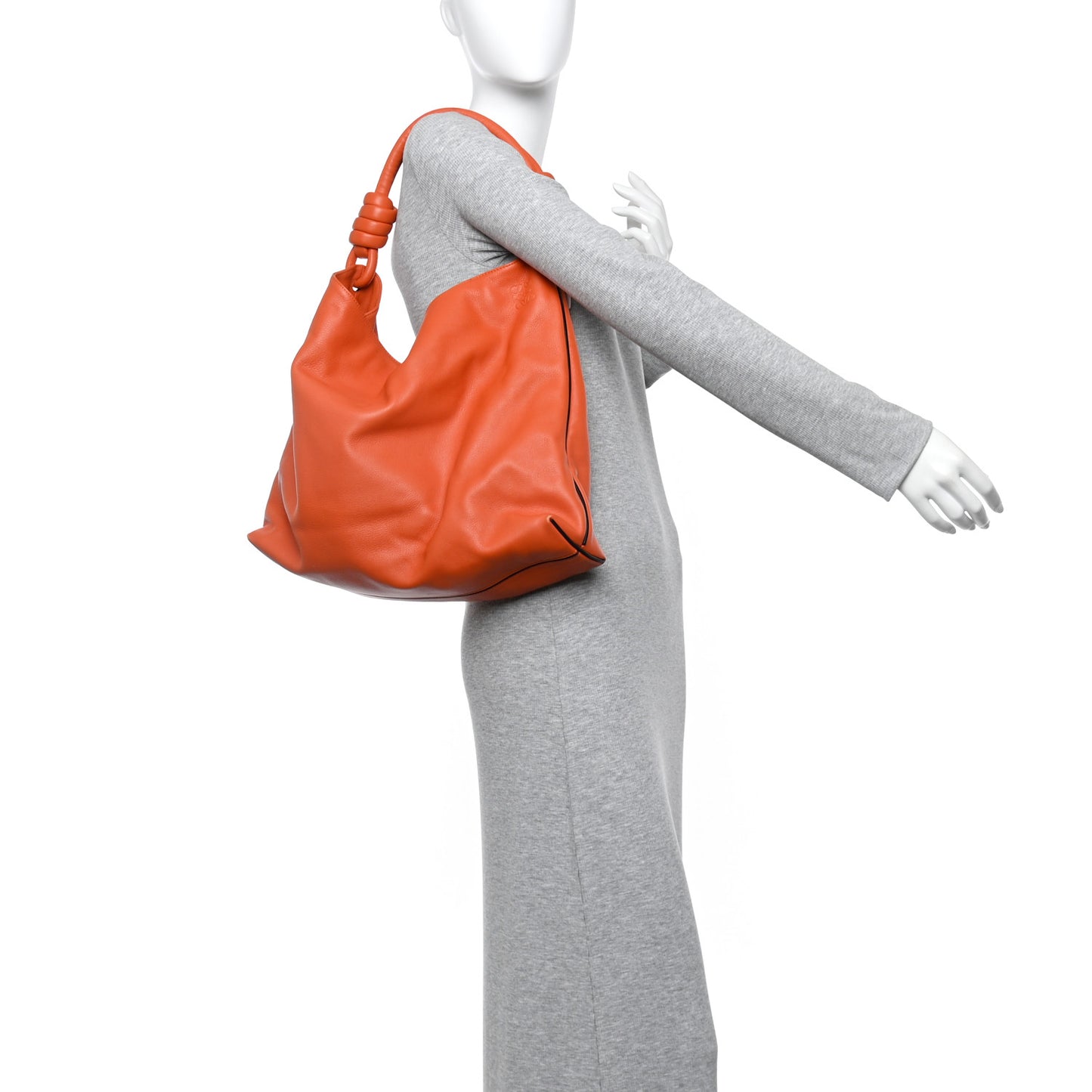 Calfskin Small Flamenco Knot Hobo Orange