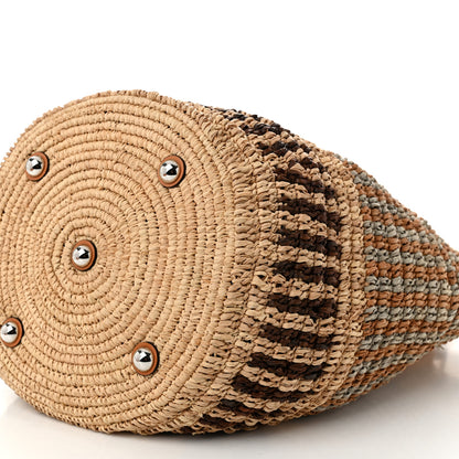 Valentino Garavani Raffia Nappa Medium Vlogo Signature Crochet Bucket Bag Beige Multicolor 9 of 9
