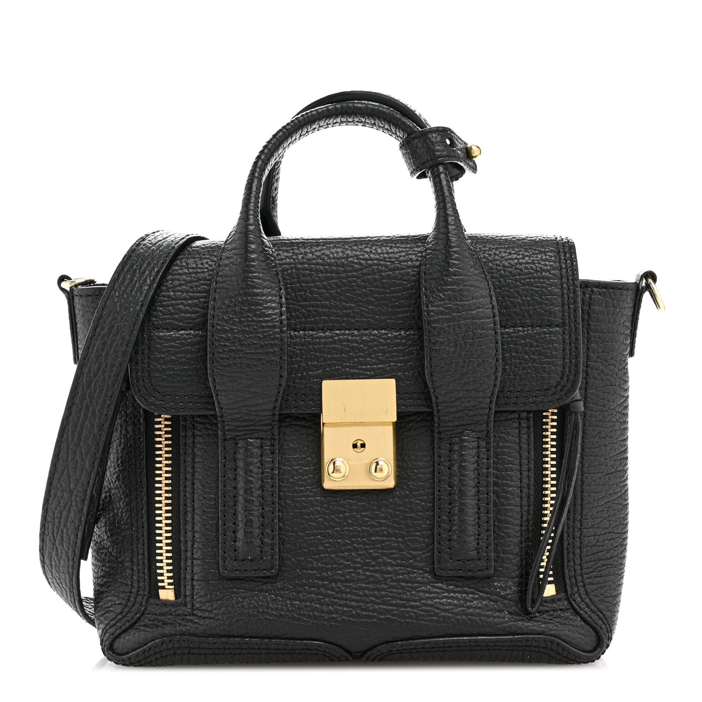 Textured Calfskin Mini Pashli Satchel Black