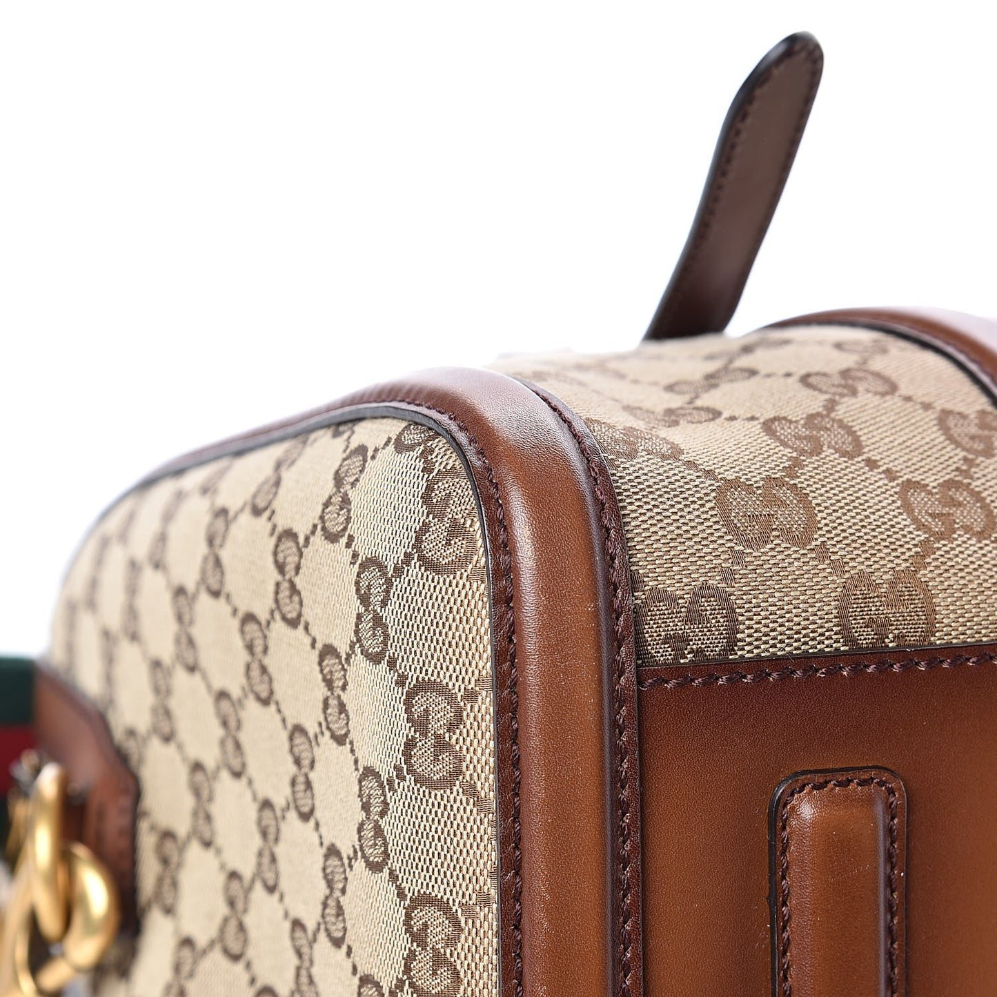 Monogram Medium Lady Web Boston Bag Beige Cuir