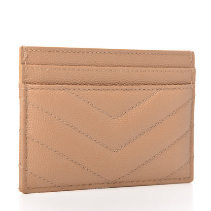 Saint Laurent Grain De Poudre Matelasse Chevron Monogram Credit Card Case Cork 3 of 8