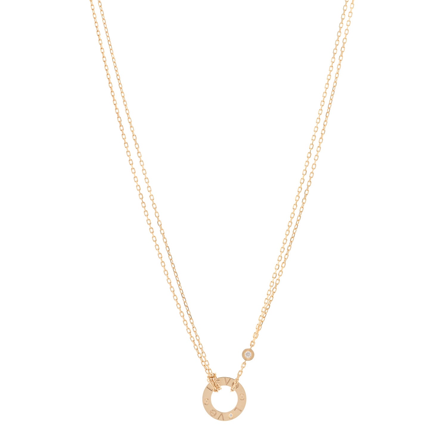 Cartier 18K Yellow Gold 2 Diamond LOVE Necklace 1 of 5