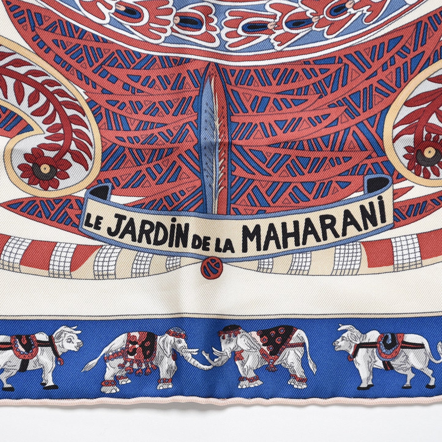Silk Le Jardin De La Maharani Scarf 90 Ivory Bleu Bois De Rose