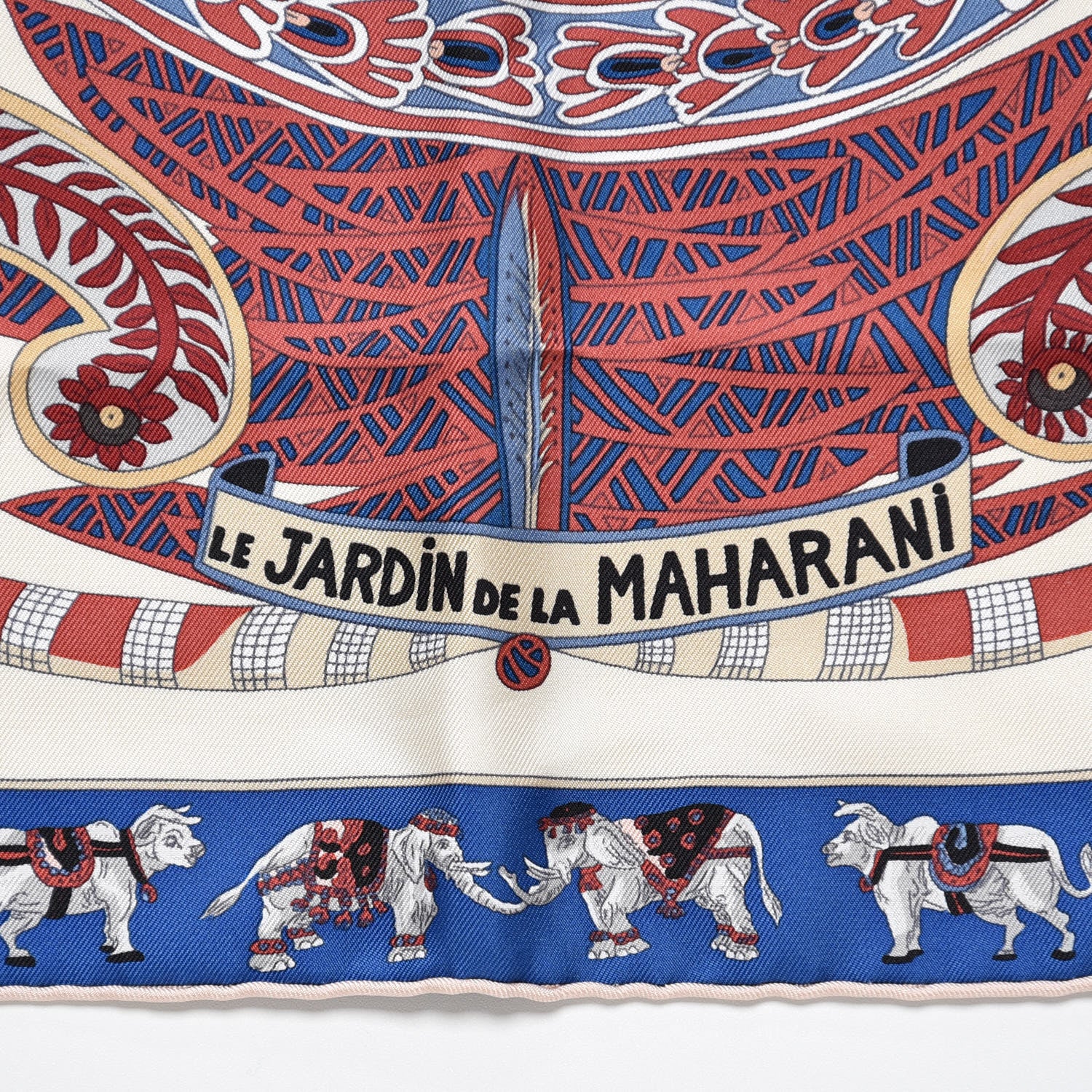 Hermes Silk Le Jardin De La Maharani Scarf 90 Ivory Bleu Bois De Rose 3 of 5