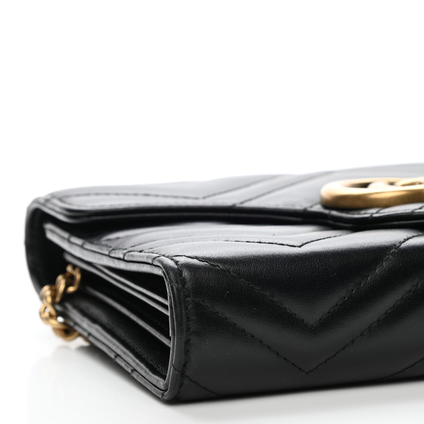 Calfskin Matelasse GG Marmont Chain Wallet Black