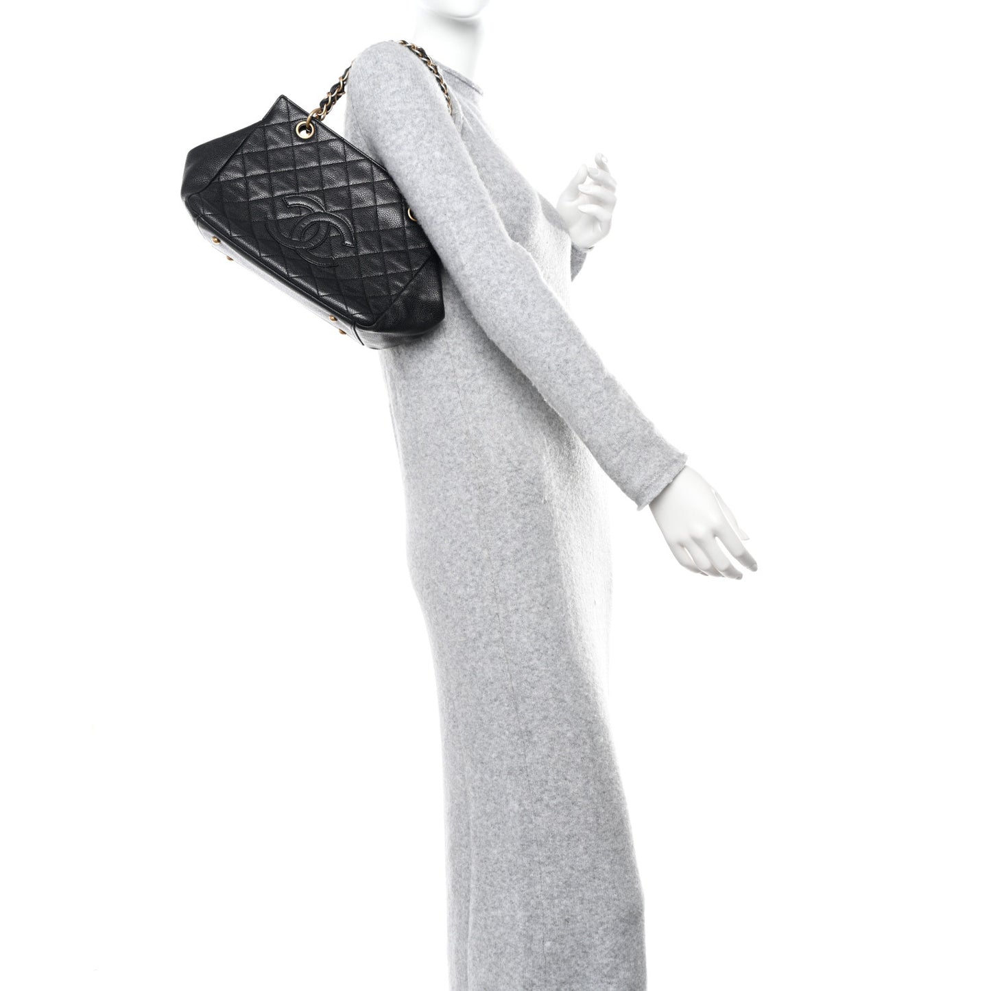 Caviar Quilted Petit Timeless Tote PTT Black