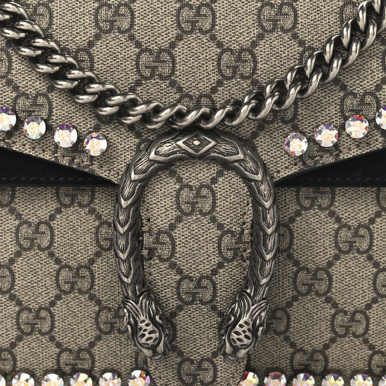 Gucci GG Supreme Monogram Crystal Small Dionysus Shoulder Bag Black 8 of 10
