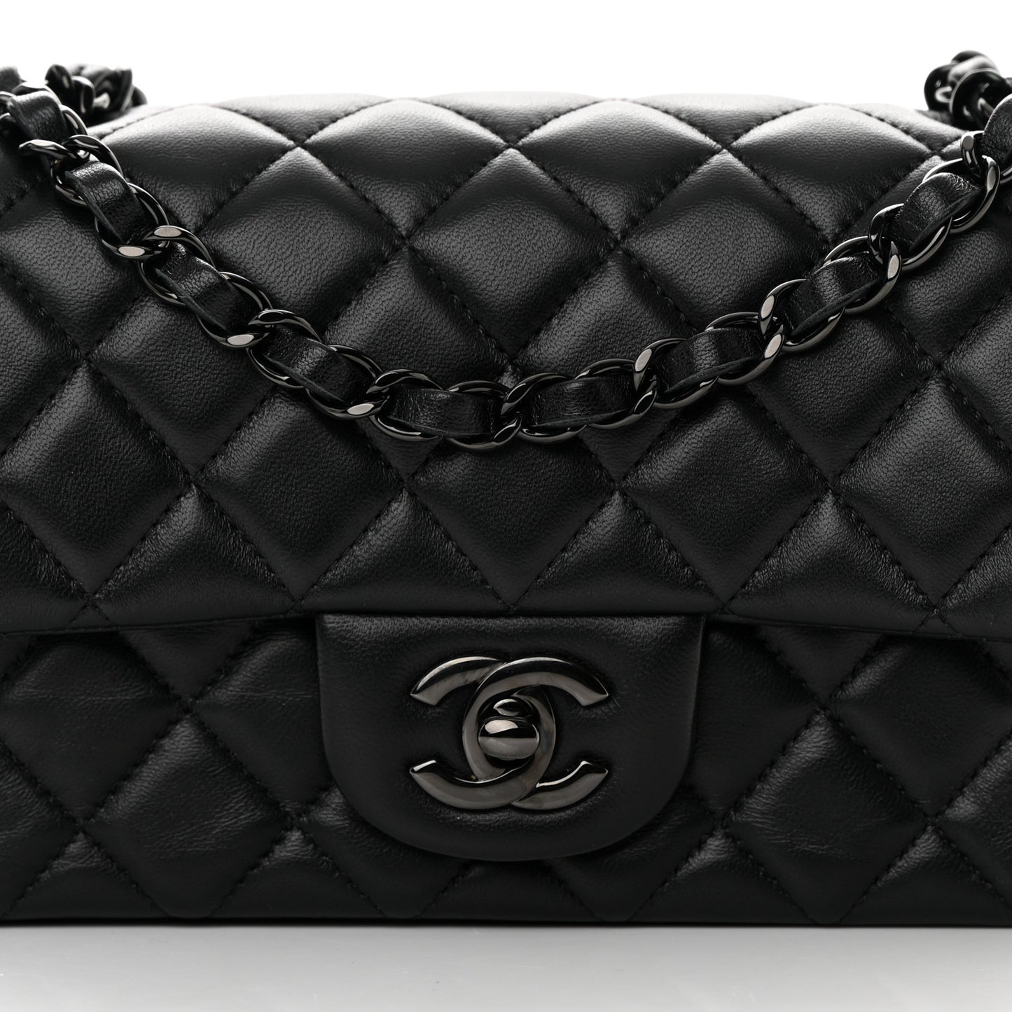 Lambskin Quilted Mini Rectangular Flap So Black