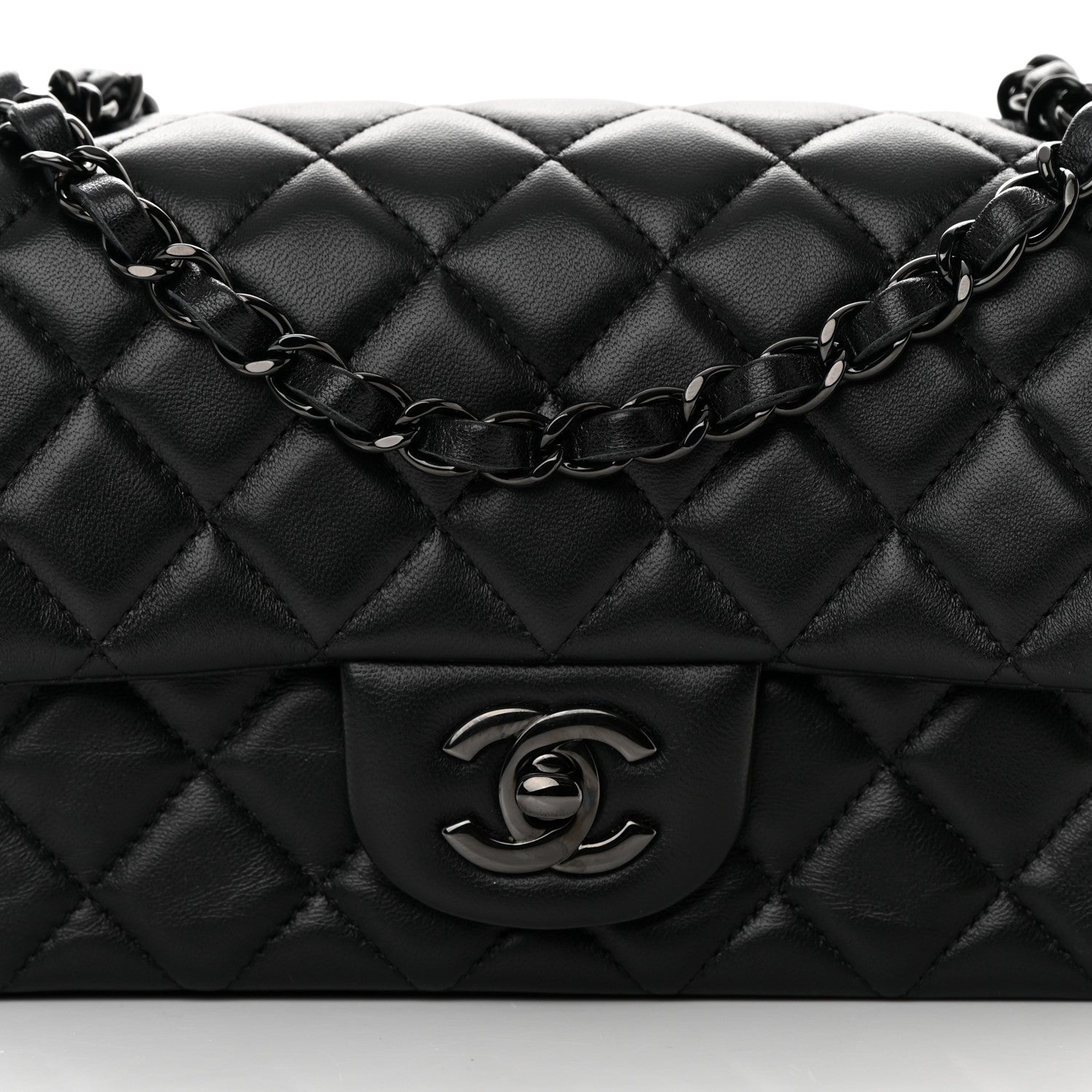 Chanel Lambskin Quilted Mini Rectangular Flap So Black 8 of 11