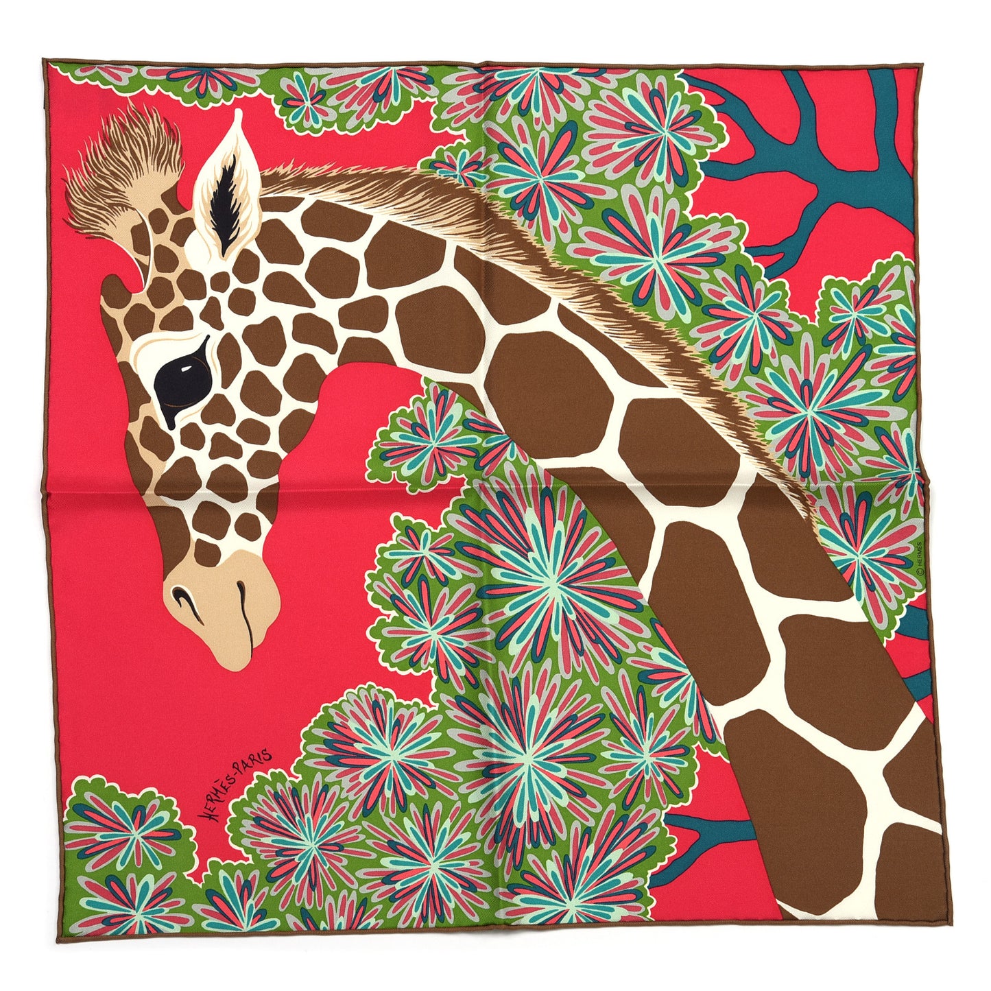 Silk The Three Graces Zoom Scarf 45 Rose Vif Tabac Vert