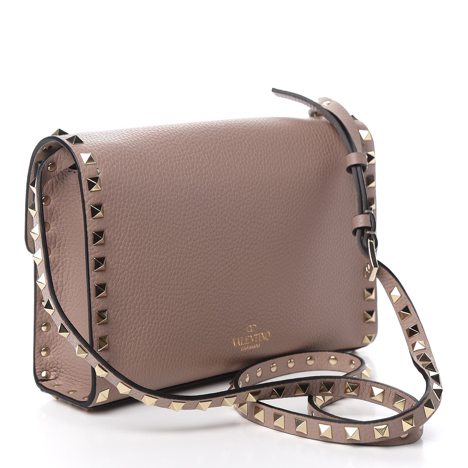 Valentino Garavani Pebbled Calfskin Medium Rockstud Flip Lock Crossbody Bag Poudre 2 of 8