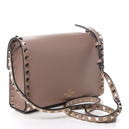 Valentino Garavani Pebbled Calfskin Medium Rockstud Flip Lock Crossbody Bag Poudre 2 of 8
