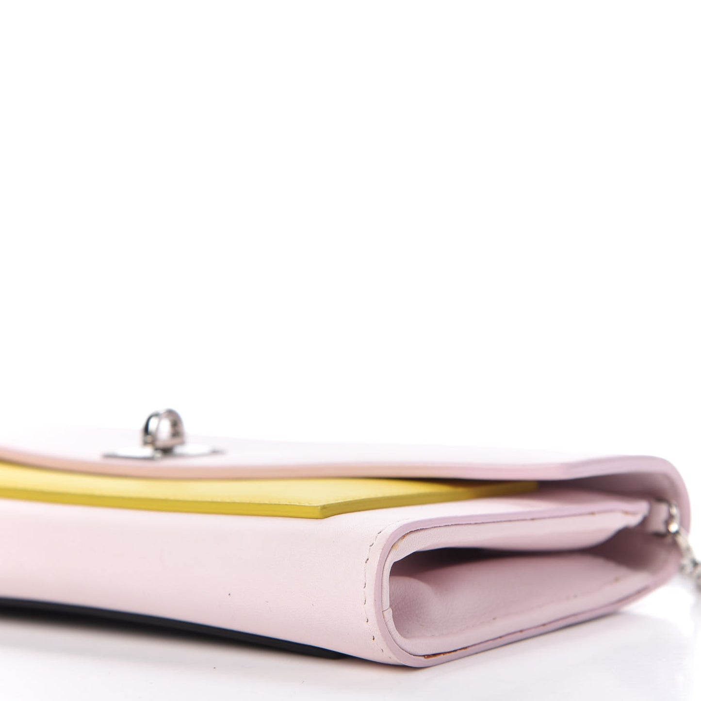 Calfskin Tri-Color Wallet On Chain Pink