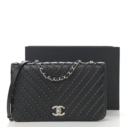 Chanel Calfskin Studded Chevron Quilted Flap Black 12 of 12