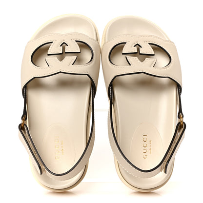 Gucci Cosmos Softy Calfskin Interlocking G Slingback Sandals 35.5 Mystic White 2 of 10